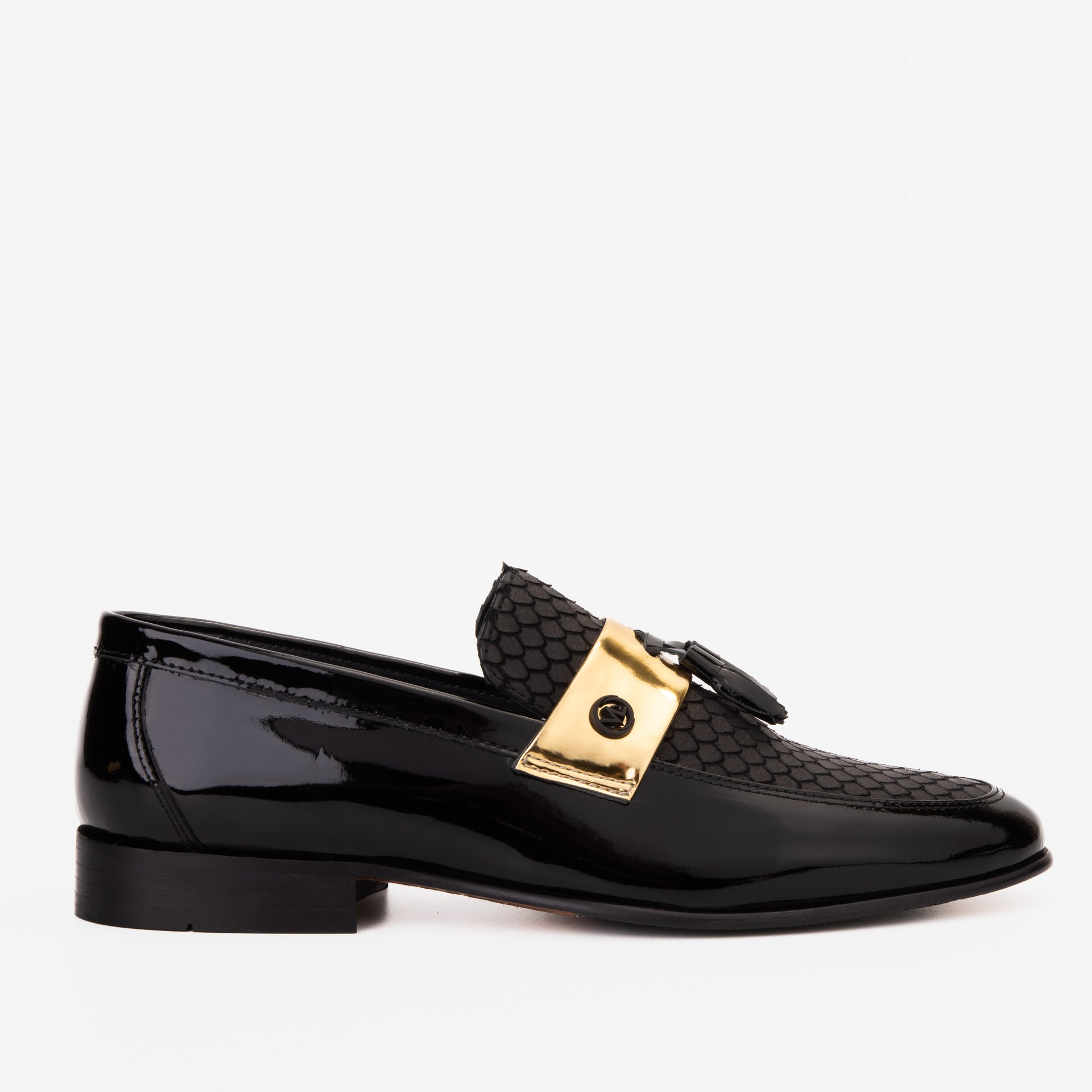 The Imperial Black & Gold Leather Men Dress Shoe [EU-46 & US-13]