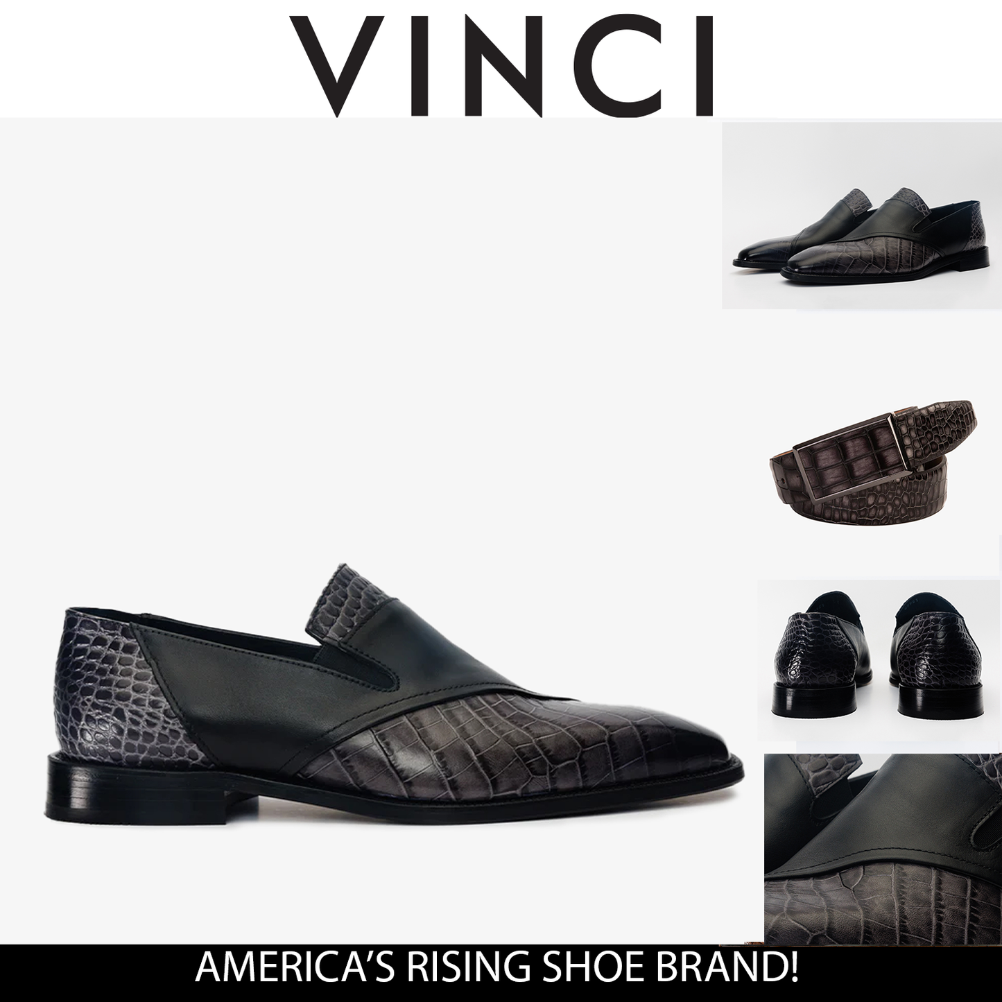 Mocasín de cuero negro Mississippi para hombre