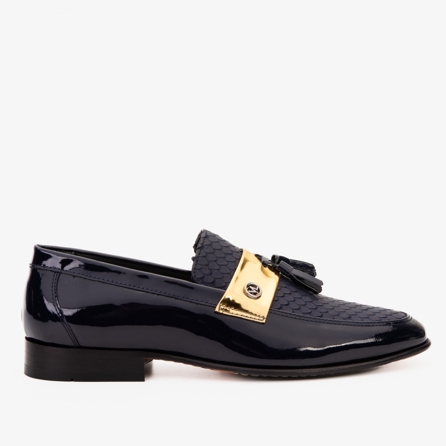 The Imperial Navy Blue & Gold Leather Men Dress Shoe