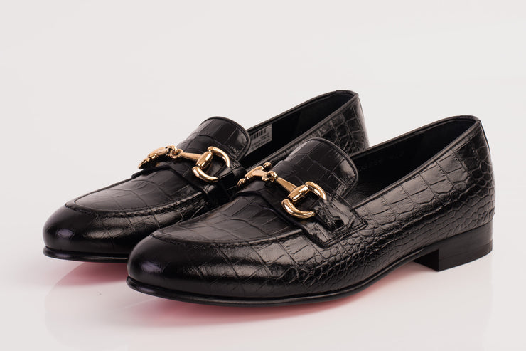 The Monaco Black Leather Shoe Bit Loafer