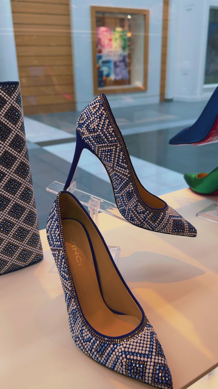 The Nampula Sax Blue Glitter Leather Pump