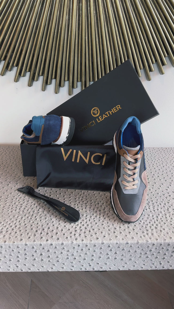 The Hoskova Jean Blue Leather Sneaker