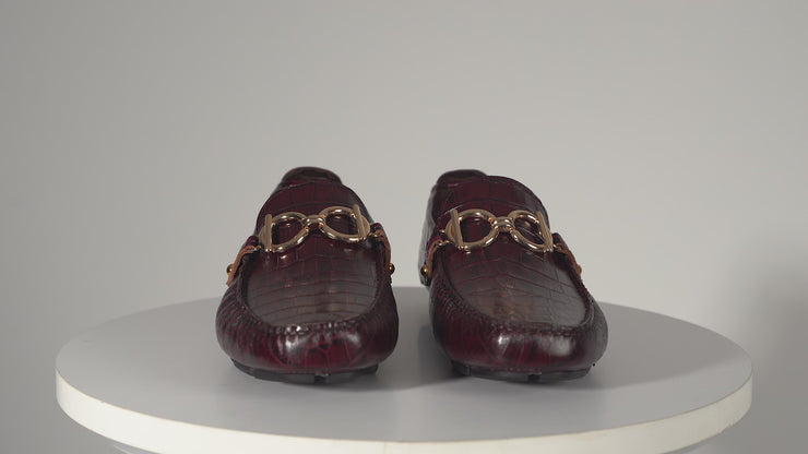 The Pisa Burgundy Leather Bit Drive Loafer Shoe