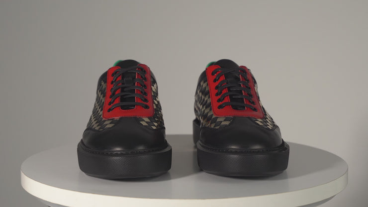 The Messina Black & Gold Woven Leather Sneaker For Men