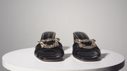 The Micro Black Leather Sandal
