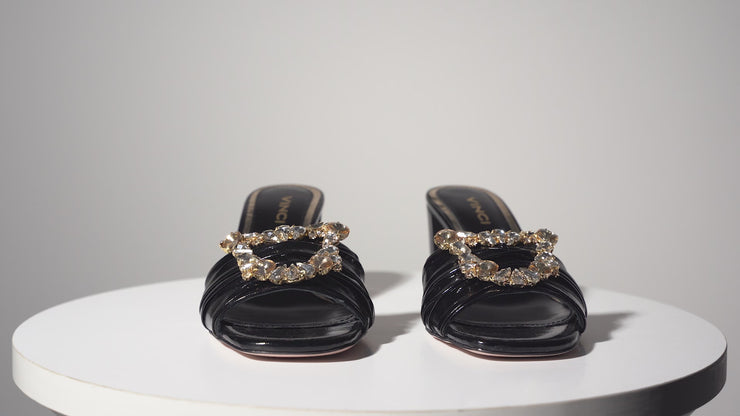 The Micro Black Leather Sandal
