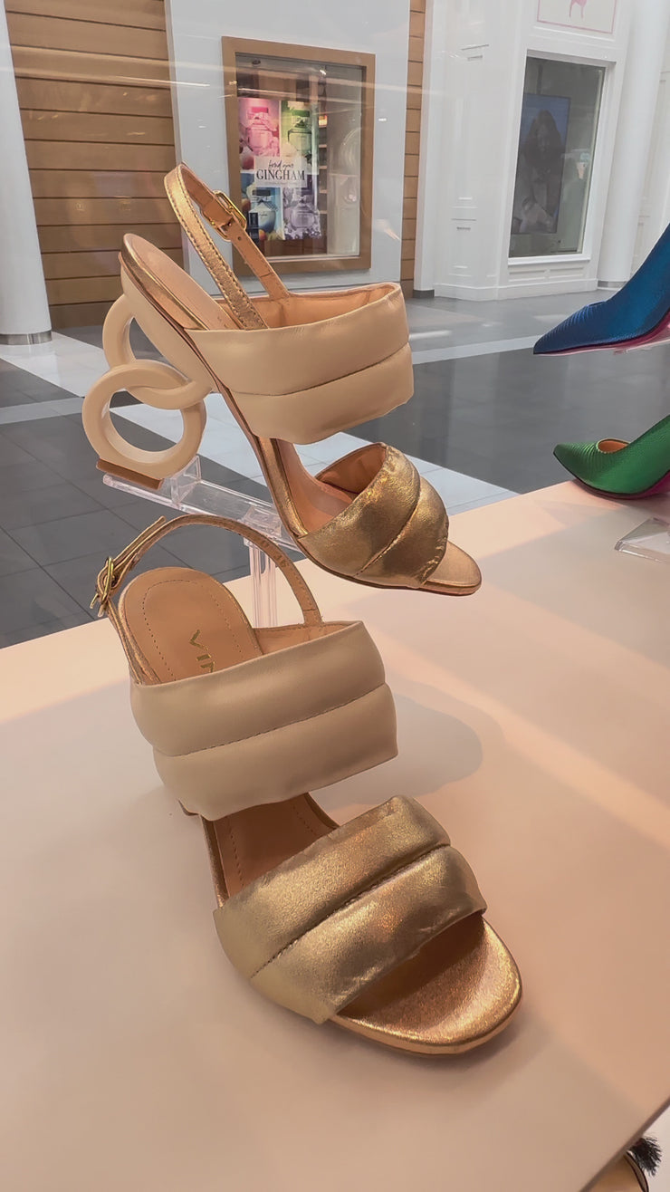 The Zambra Gold Puffer Leather Sandal