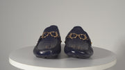 The Pisa Navy Leather Bit Drive Loafer Shoe