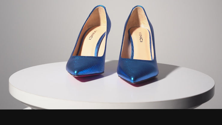 The Maple Sax Blue Leather Pump Fuchsia Sole