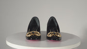 The Foggia Black Leather Block Heel Pump