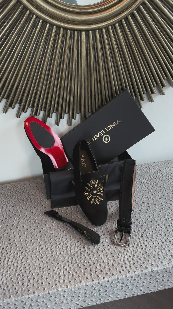 The Lazio Shoe Black Suede Slip-on Loafer