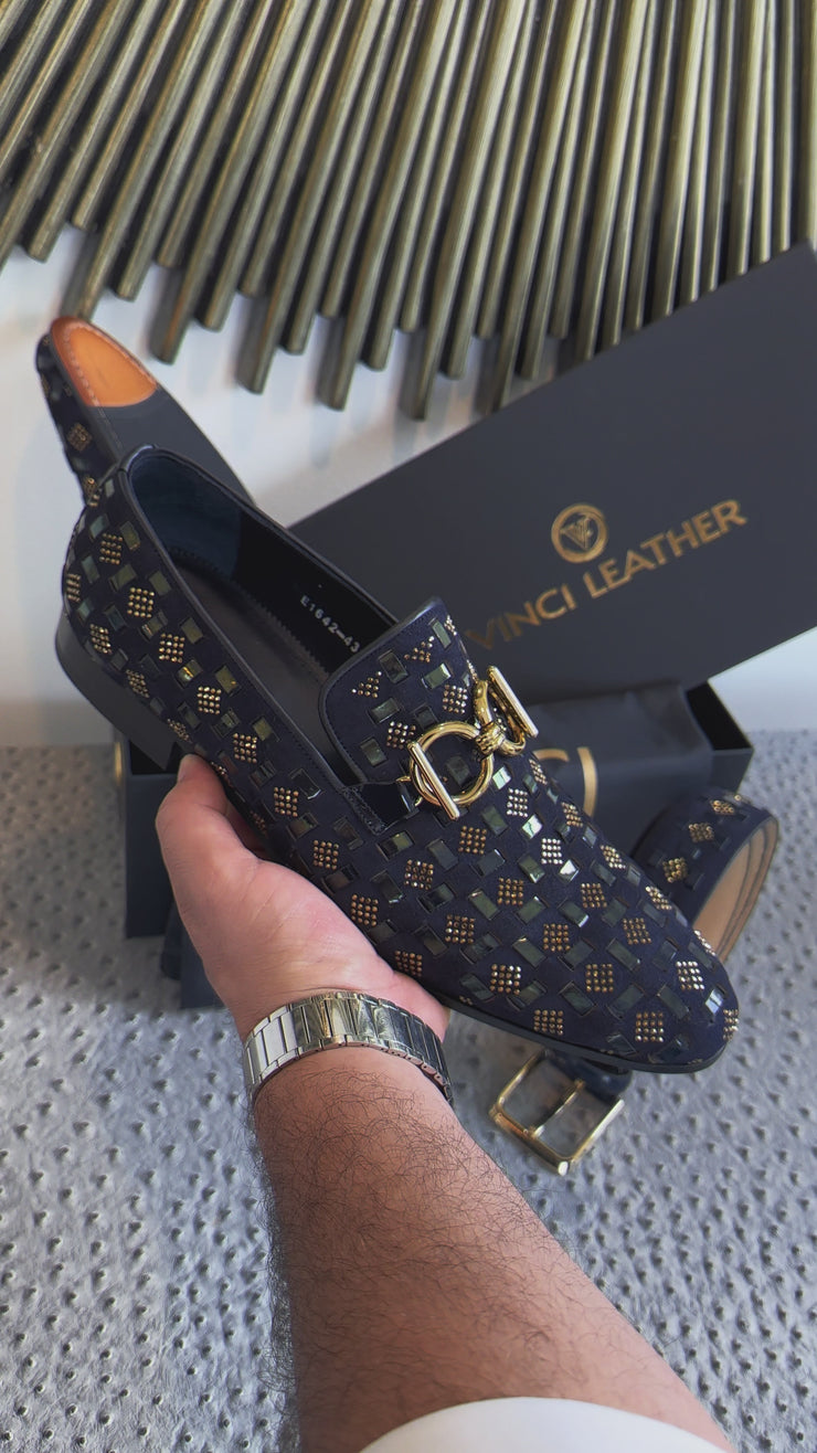 The Vicino Shoe Navy Blue Bit Dress Loafer