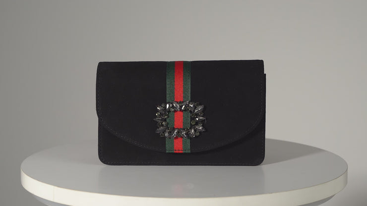 AFEGA SUEDE  LEATHER  BLACK HANDBAG