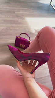 The Queen Fuchsia Pythn Leather Pump