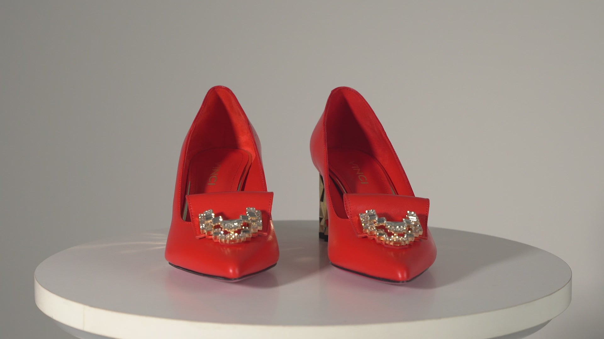 The Love Red Leather Block Heel Pump Women Shoe Vinci Leather Shoes