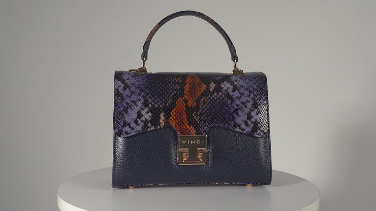 VENEZIA DARK BLUE  LEATHER  HANDBAG