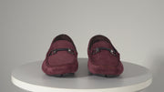 The Bari Burgundy Sued Leather Bit Drive Loafer