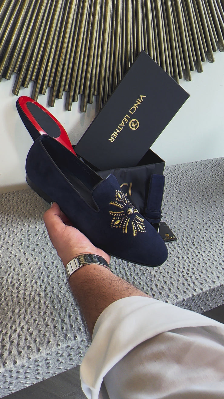 The Lazio Shoe Navy Suede Slip-on Loafer