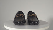 The Pisa Black Leather Bit Drive Loafer Shoe