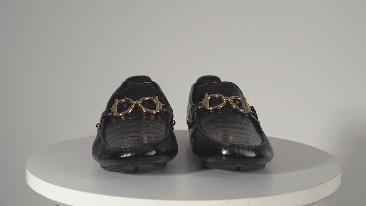 The Pisa Black Leather Bit Drive Loafer Shoe