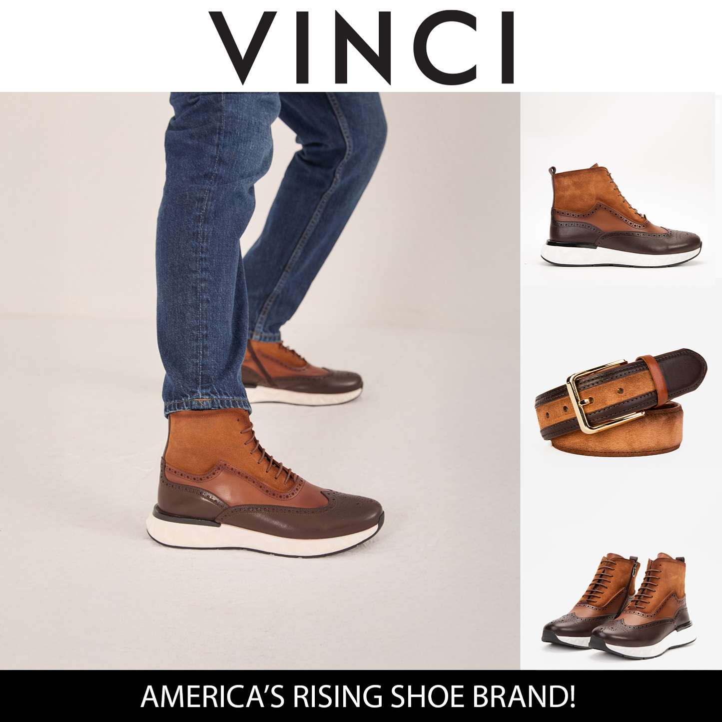 El Botín Casual para Hombre Brogue Wingtip de Cuero Marrón Regent