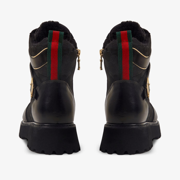 The Boston Black Leather Lace-Up Ankle Boot With a Side Zipper
