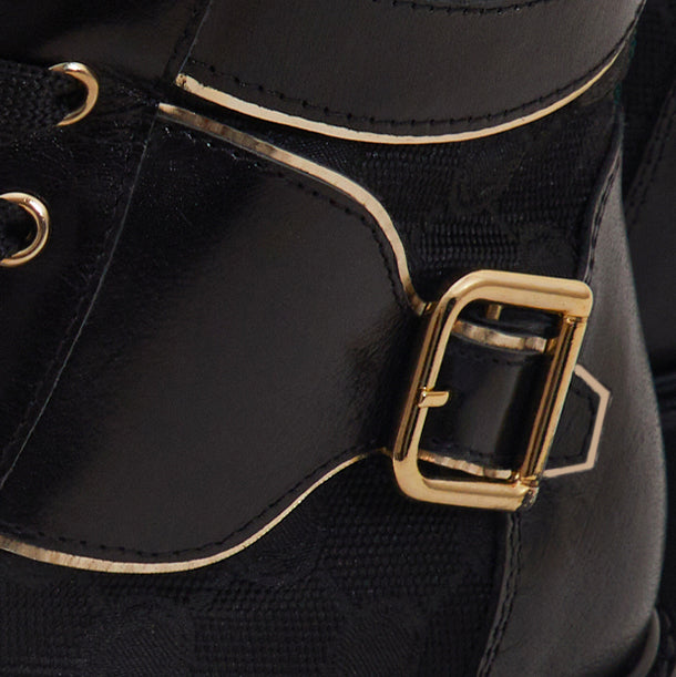 The Boston Black Leather Lace-Up Ankle Boot With a Side Zipper