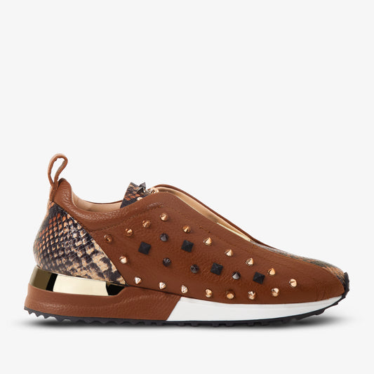 The Infanta Tan  Spike Leather Women Sneaker Limited Edition