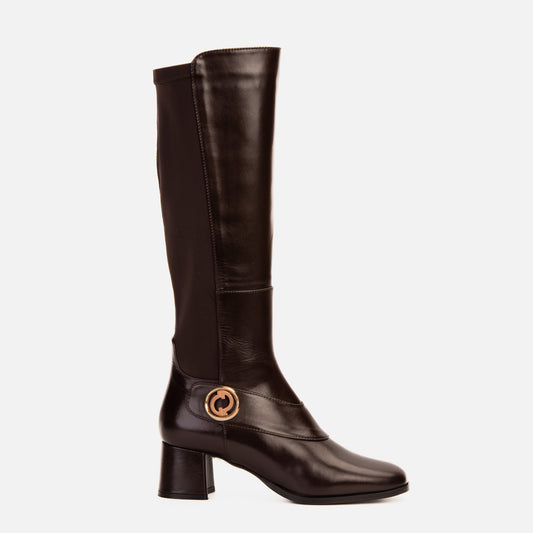 Bota hasta la rodilla de cuero marrón Windsor