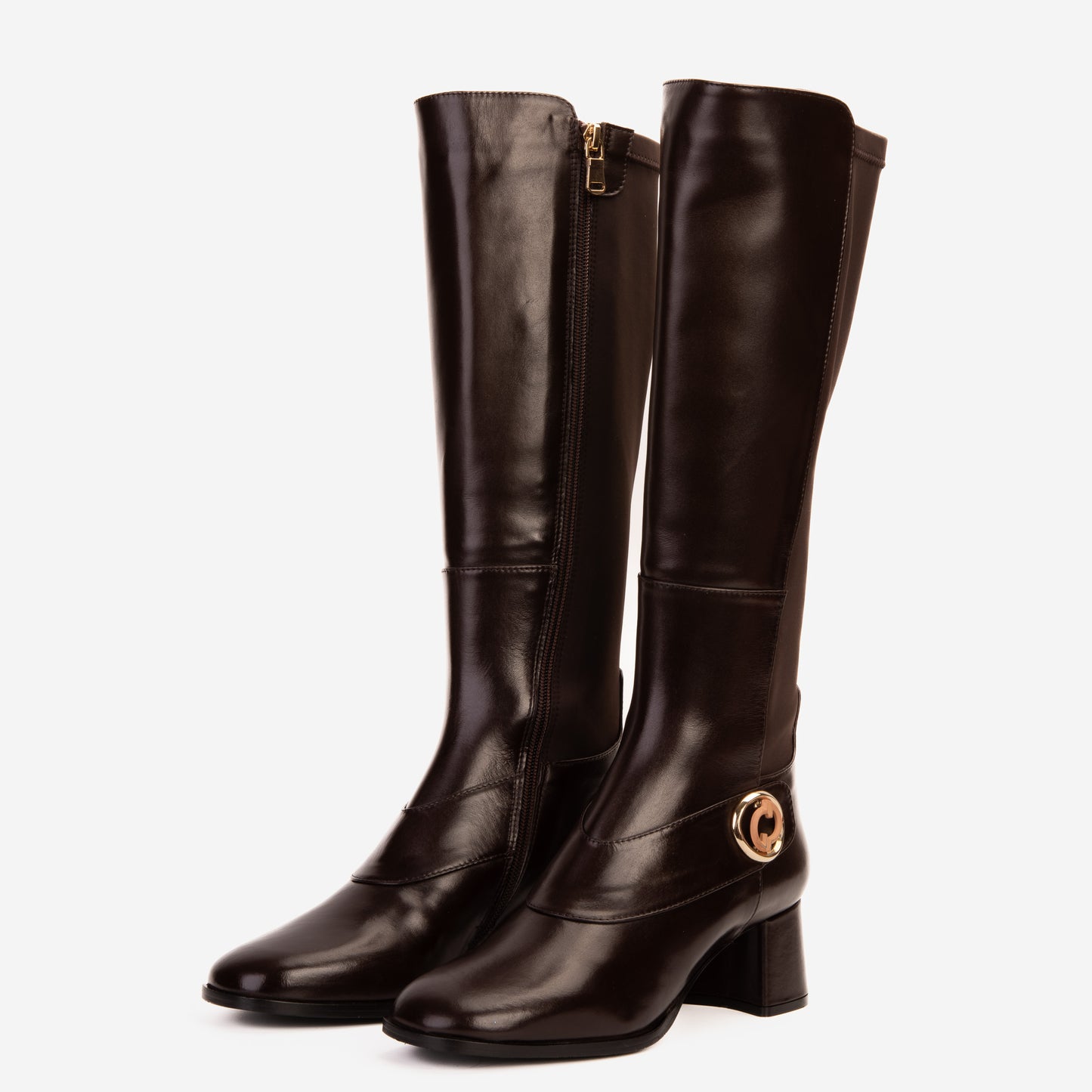 Bota hasta la rodilla de cuero marrón Windsor