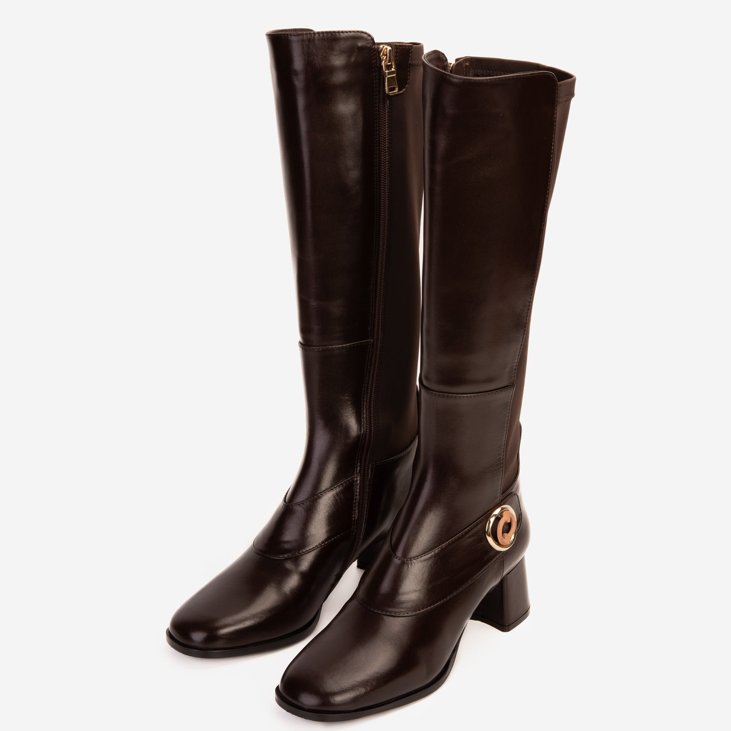 Bota hasta la rodilla de cuero marrón Windsor