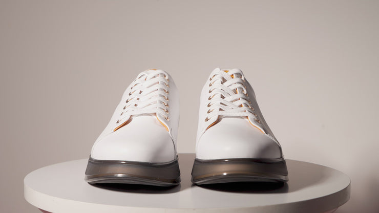 The Peklin White Leather Sneaker