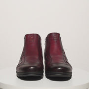 The Montreal Burgundy Leather Casual Zip-Up Ankle Boot