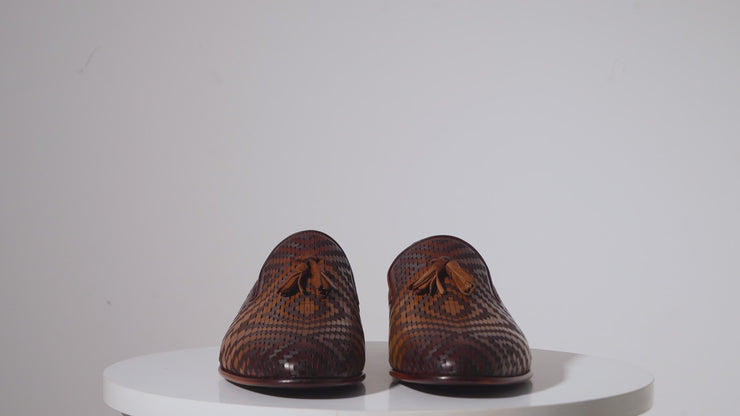 The Meram Brown Leather Tassel Slip-On Loafer Shoe