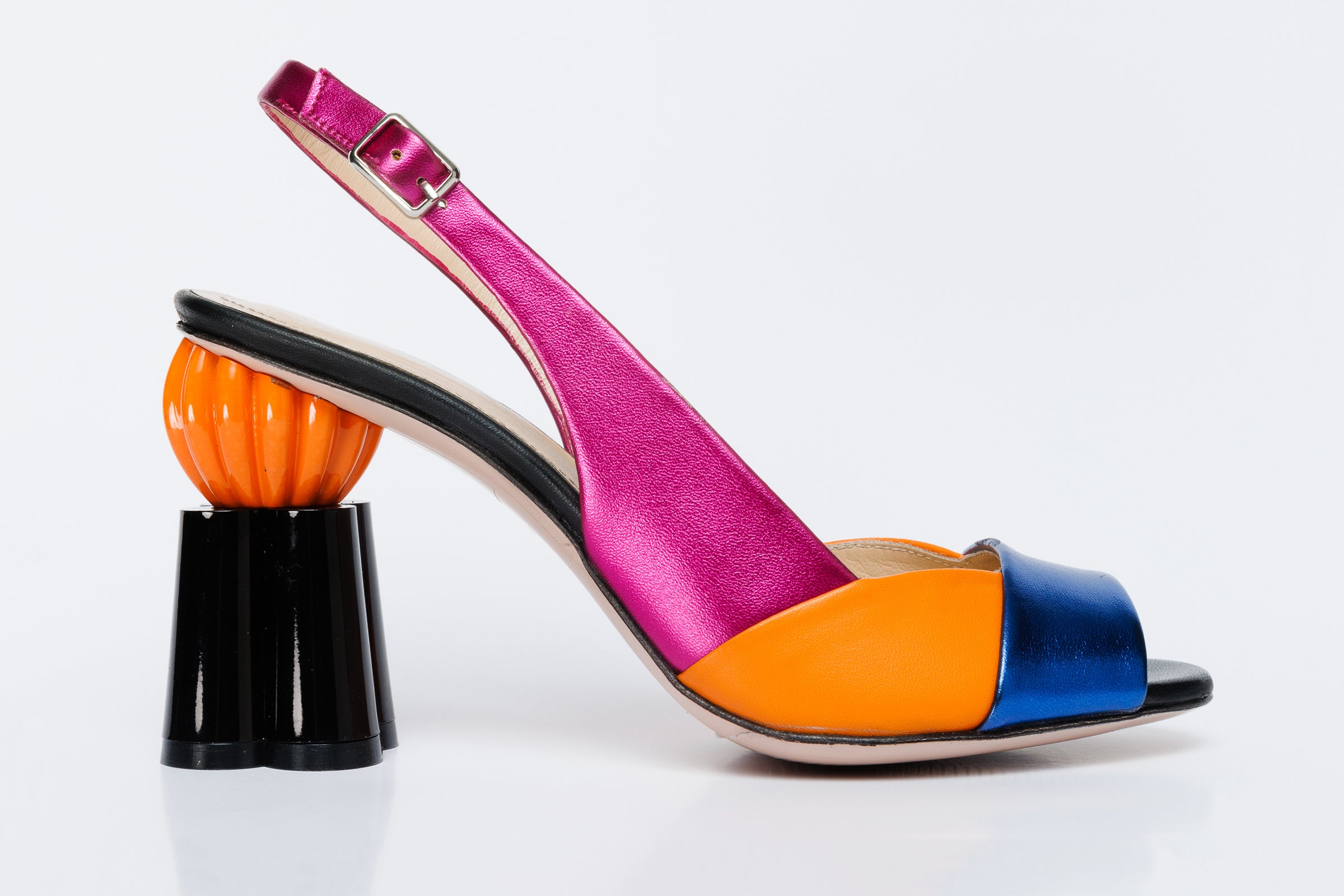 The Rize Multicolor Pumpkin Heel Leather Sandal