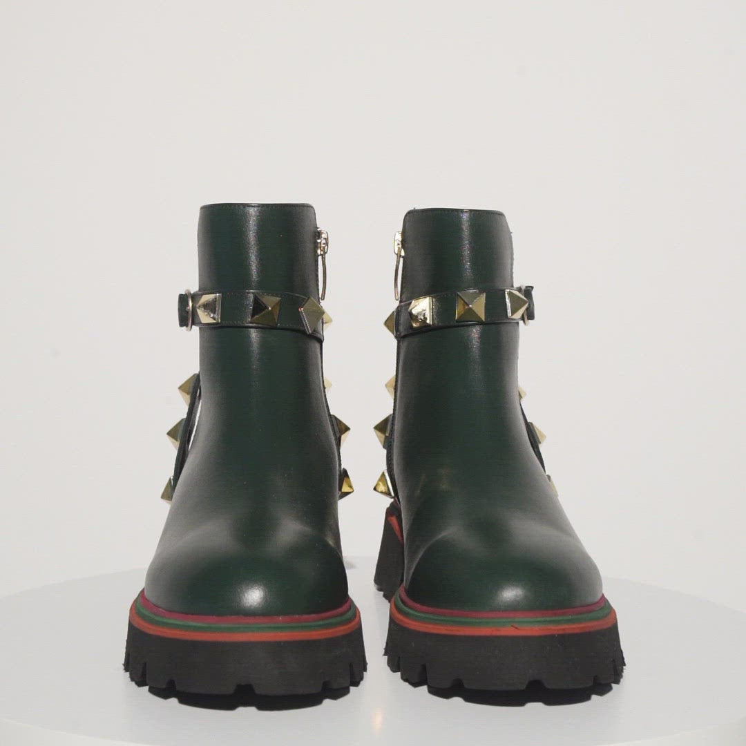 Gucci leather sales embroidered ankle boot