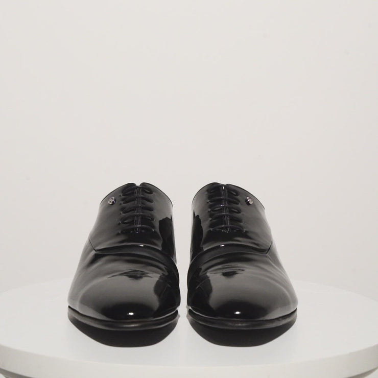 The Paris Black Patent Plain Toe Oxford Shoe