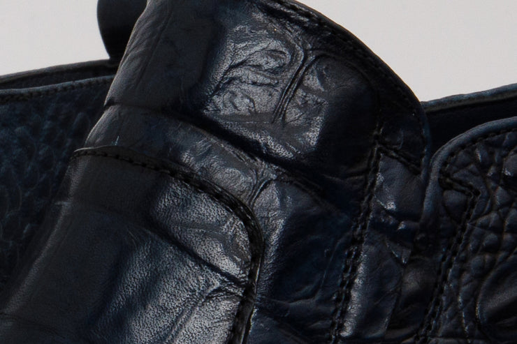 The Randor Navy Leather Side-Zip Dress Ankle Boot