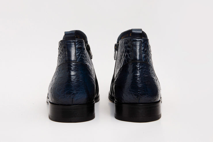 The Randor Navy Leather Side-Zip Dress Ankle Boot
