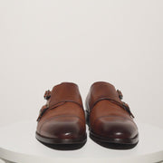 The Essen Brown Cap Toe Double Monk Strap Shoe
