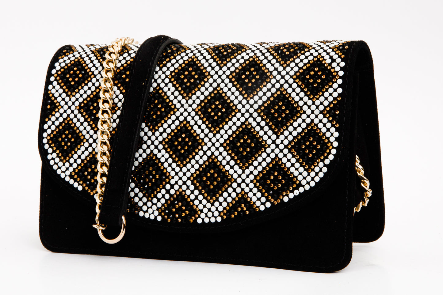 The Nampula Black Glitter Leather Handbag