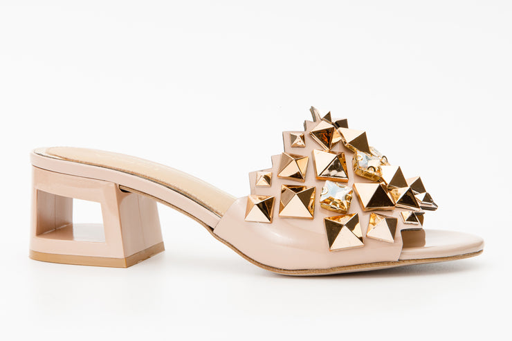 The Balat Cream Leather Block Heel Sandal
