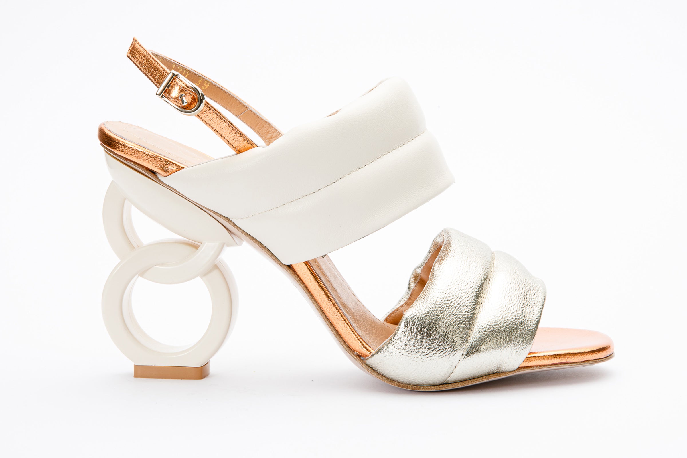 The Zambra Gold Puffer Leather Sandal
