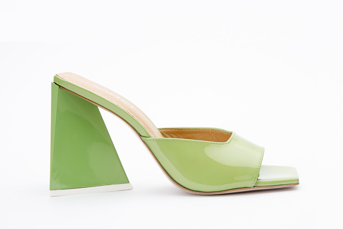 The Butterfly Block Heel Green Patent Leather Sandal