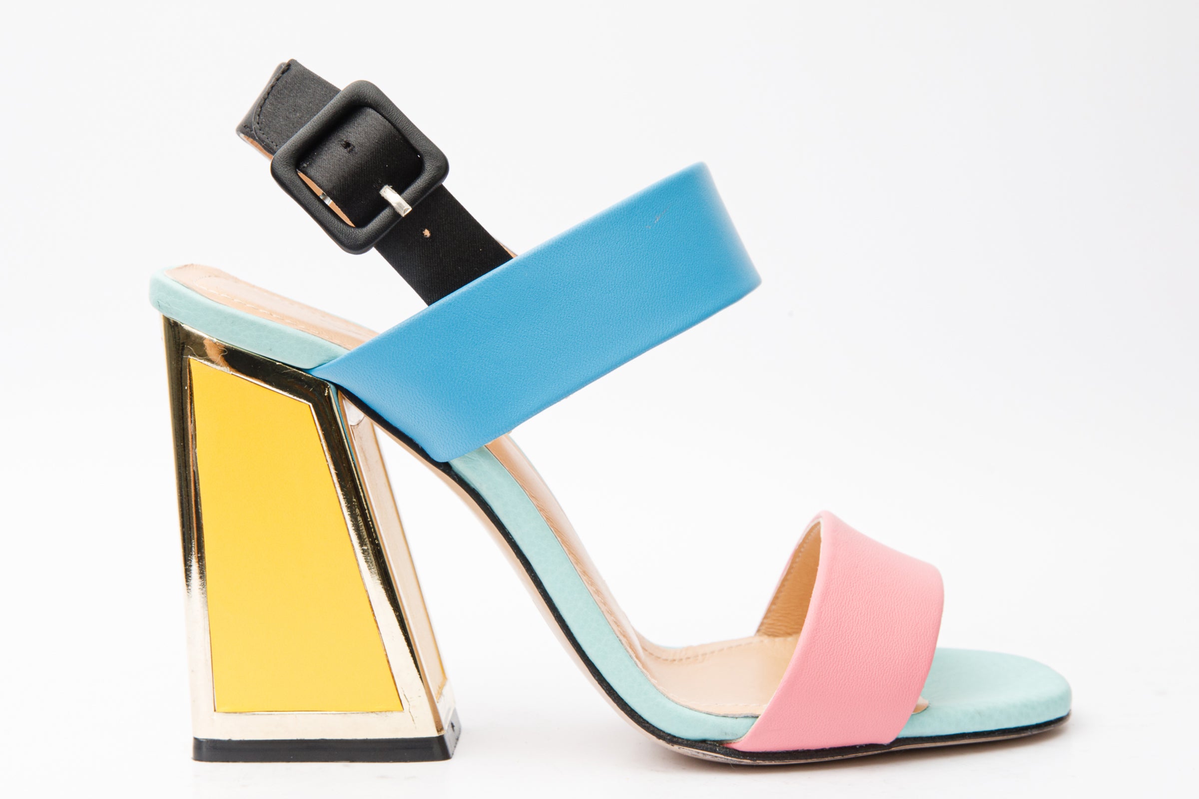 The Niger Multicolor Block Heel Leather Women Sandal Vinci Leather Shoes