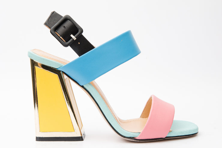 The Niger Multicolor Block Heel Leather Sandal