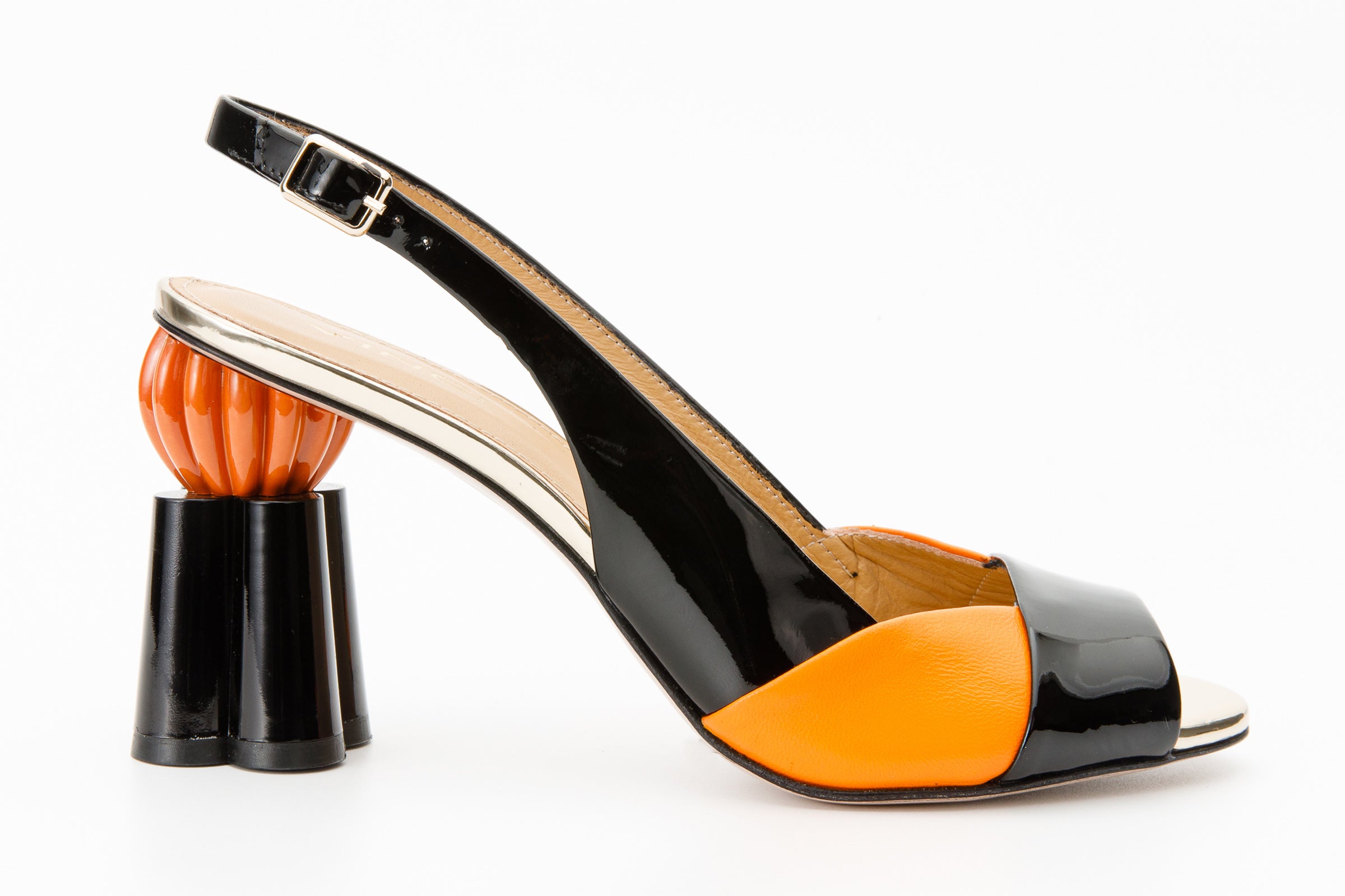 The Rize Pumpkin Heel Leather Multicolor Sandal