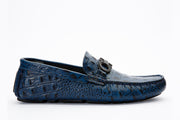 The Tanca Navy Blue Leather Bit Loafer