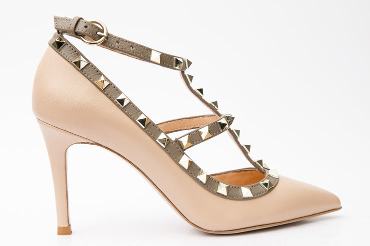 The Lulka Cream Spike Leather Pump