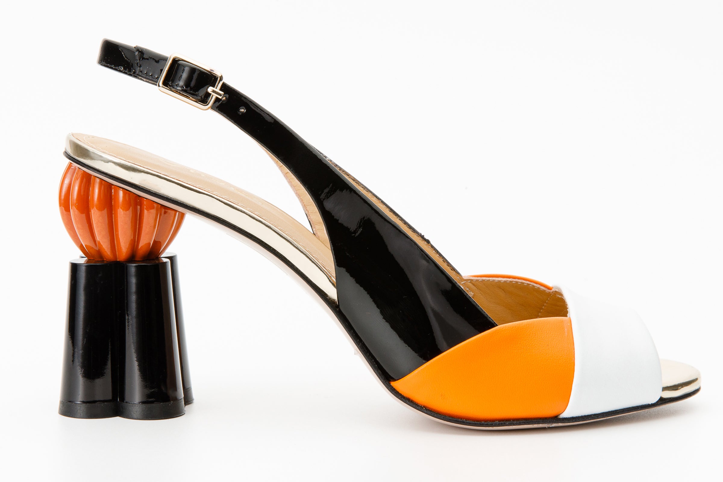 The Rize Multicolor Pumpkin Heel Leather Sandal